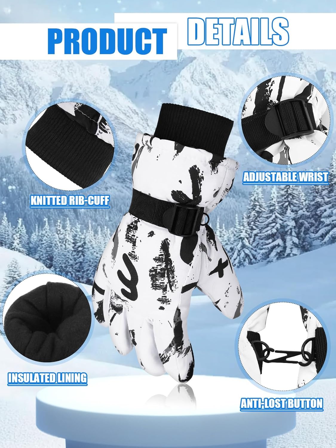 Jansun 2 Pairs Ski Gloves, Waterproof Snow Touchscreen Snowboard Warmest Breathable Snowboarding Gloves for Cold Weather Fits Men Women - Image 3