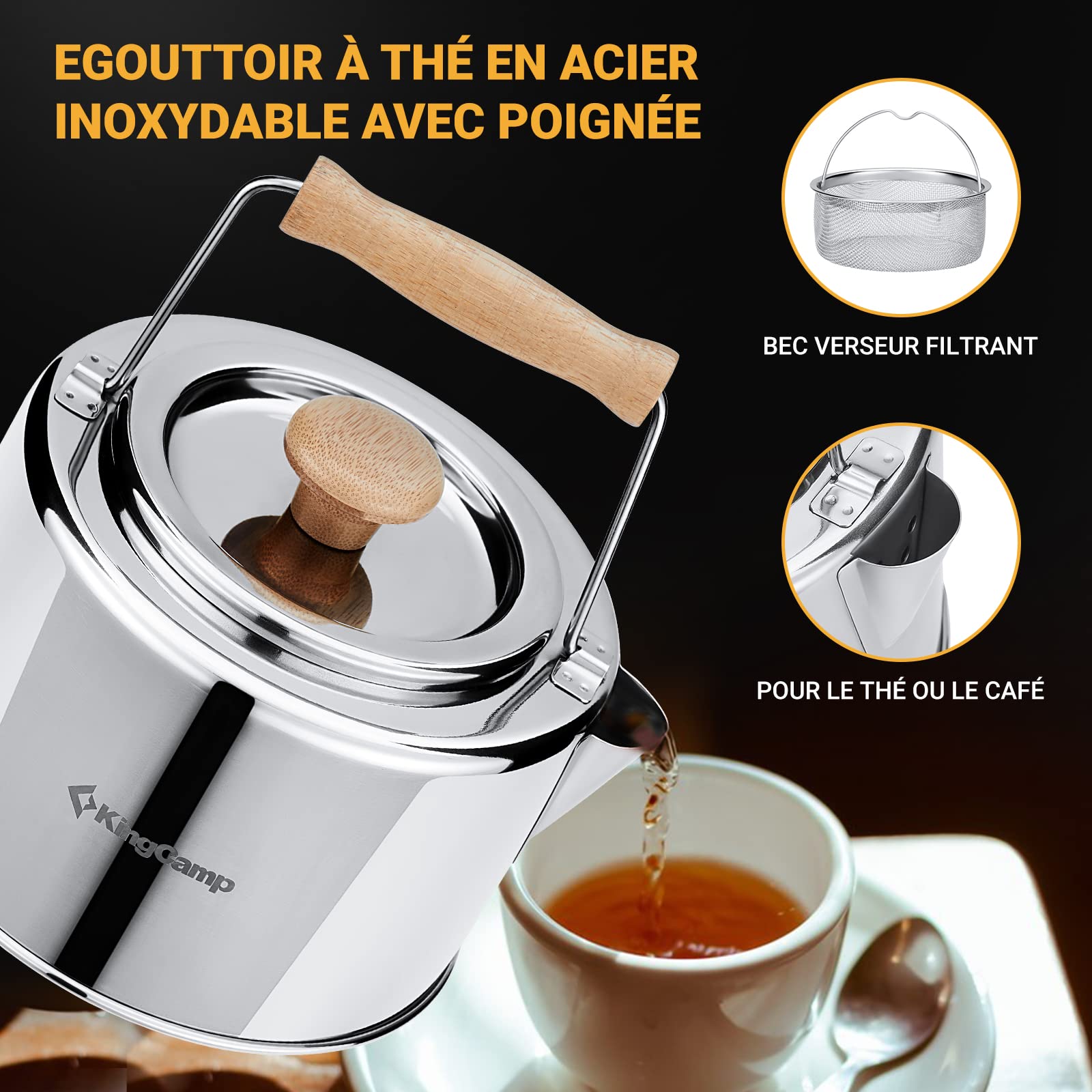 Cuisinière Extérieure Théière Anti-brûlure Poignée Pêche Camping