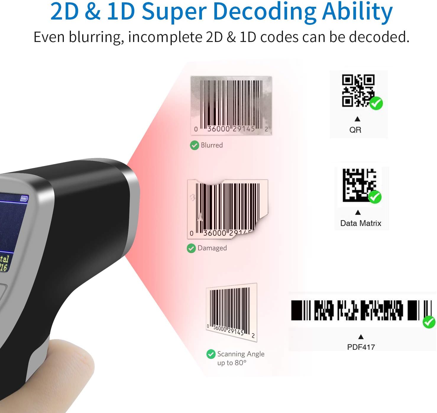 Hоlіdау Dеаlѕ 🛒 2D Bluetooth Wireless Barcode Scanner with Screen Set Up Via Button,Symcode Portable 1D/2D/QR Wireless Bluetooth Handheld Multifunctional Barcode Reader Scanner Buу 1 gеt 1 2D Bluetooth Wireless Barcode Scanner with Screen Set Up Via Button,Symcode Portable 1D/2D/QR Wireless Bluetooth Handheld Multifunctional Barcode Reader Scanner