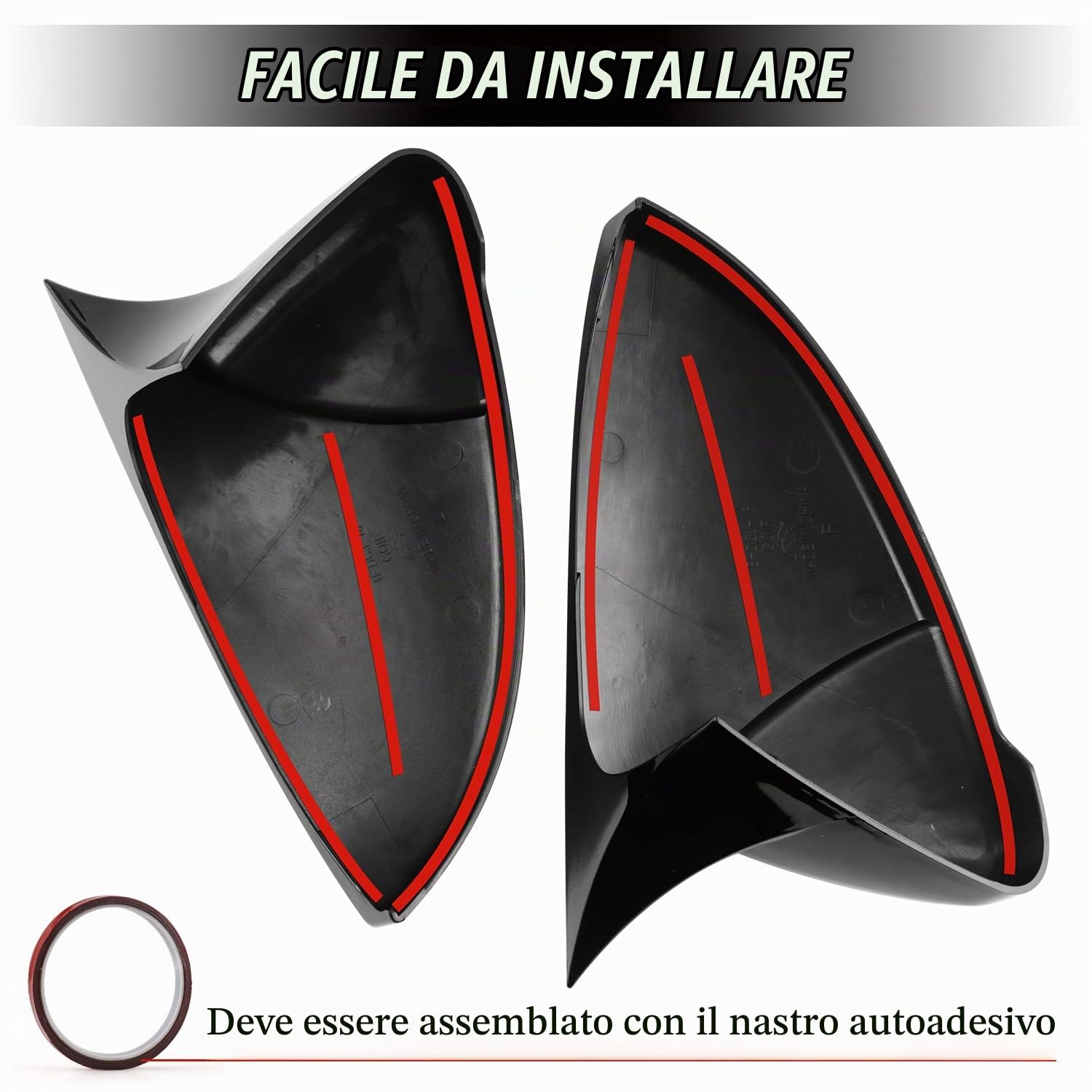 Coperchio Dello Specchio Laterale, Ricambio per Specchietto Retrovisore Compatibile con Golf MK7 Hatch-back MK7.5 GTI R GTD Base 2009-2020 Tou-ran II All-track, Nero Lucido, 2 Pezzi