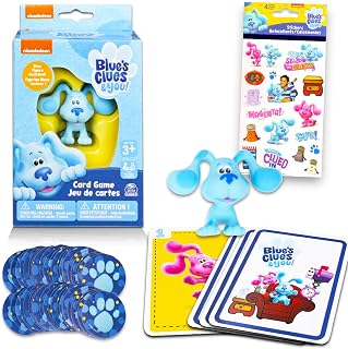 Nickelodeon Blue's Clues Card Game Set - Bundle with Cartoon Card Game with Mini Toy Figure Inside Plus Stickers | Blue's Clues Toys for Kids