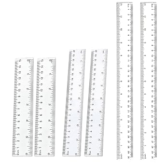6 Pcs Plastic Ruler Set,30cm 20cm 15cm Scale Clear Straight Rulers Kit