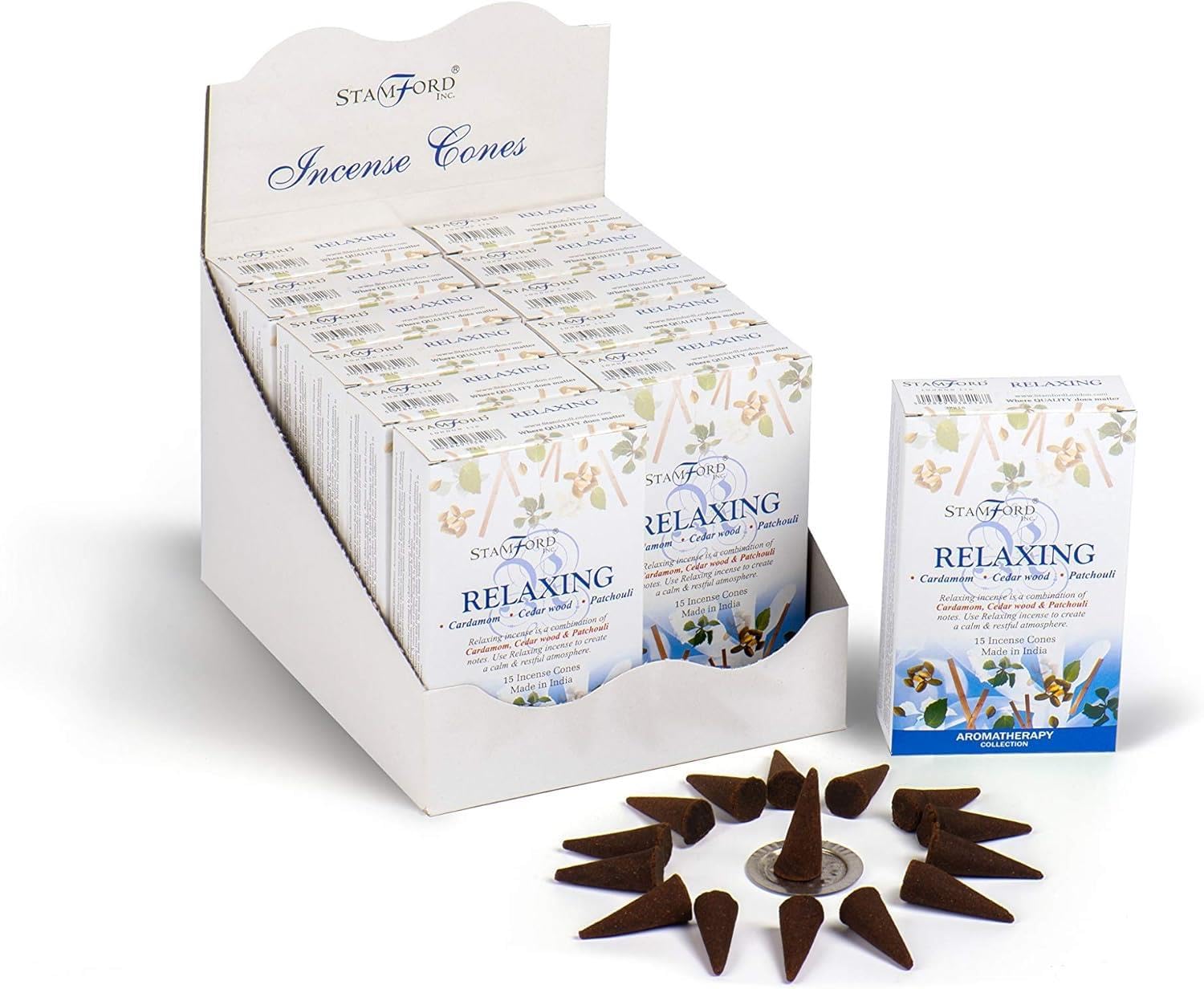 Stamford Relaxing Incense Cones: Relaxing Aromatherapy, 15 Cones x 12 Packs