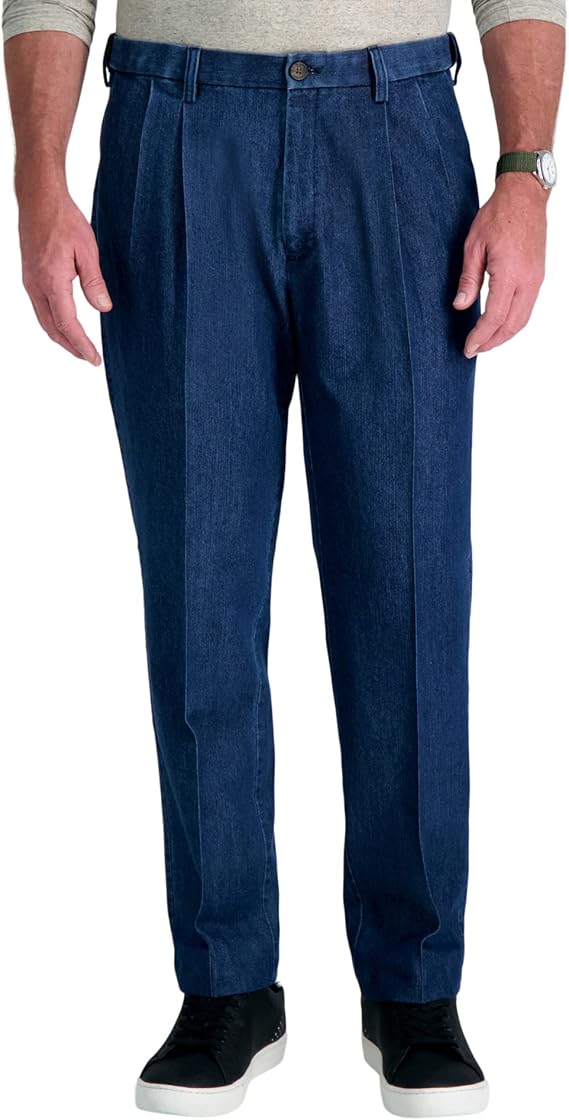 Amazon.com: Haggar Pantalón elástico para hombre con cintura extensible,  ajuste clásico, plisado delantero, para hombre : Ropa, Zapatos y Joyería