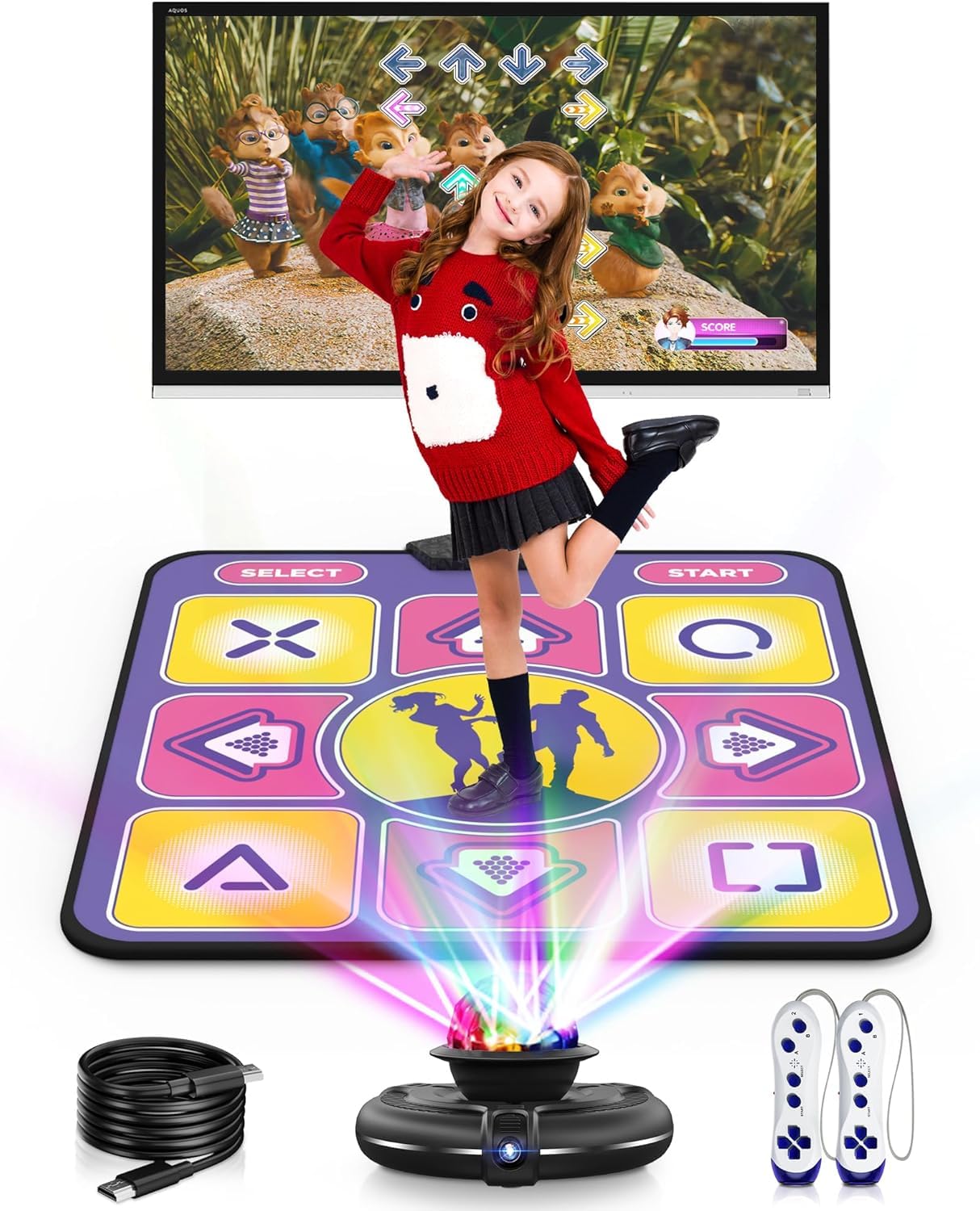 LEO WAY Tapete de Baile, Dos o un Solo Usuario con Empuñadura Inalámbrica, Tapete de Baile HDMI para TV con Cámara HD, Tapete de Baile Antideslizante para niños y Adultos, Regalo para LEO WAY Tapete de Baile, Dos o un Solo Usuario con Empuñadura Inalámbrica, Tapete de Baile HDMI para TV con Cámara HD, Tapete de Baile Antideslizante para niños y Adultos, Regalo para