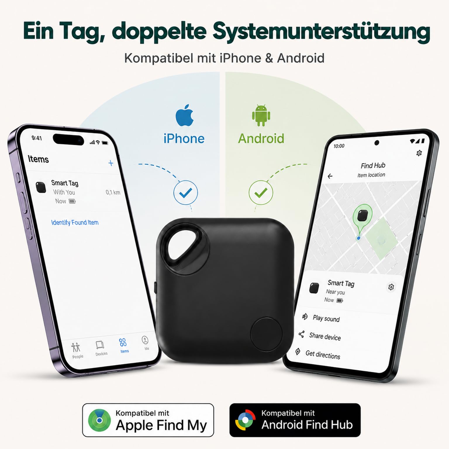 Schlüsselfinder Air Tracker für iOS & Android, Koffer Tracker Dual System Schlüsselfinder kompatibel mit Apple „Wo ist?“ & Google Find Hub, ohne ABO,Smart Tag Wiederaufladbarer Tracker 4pcs