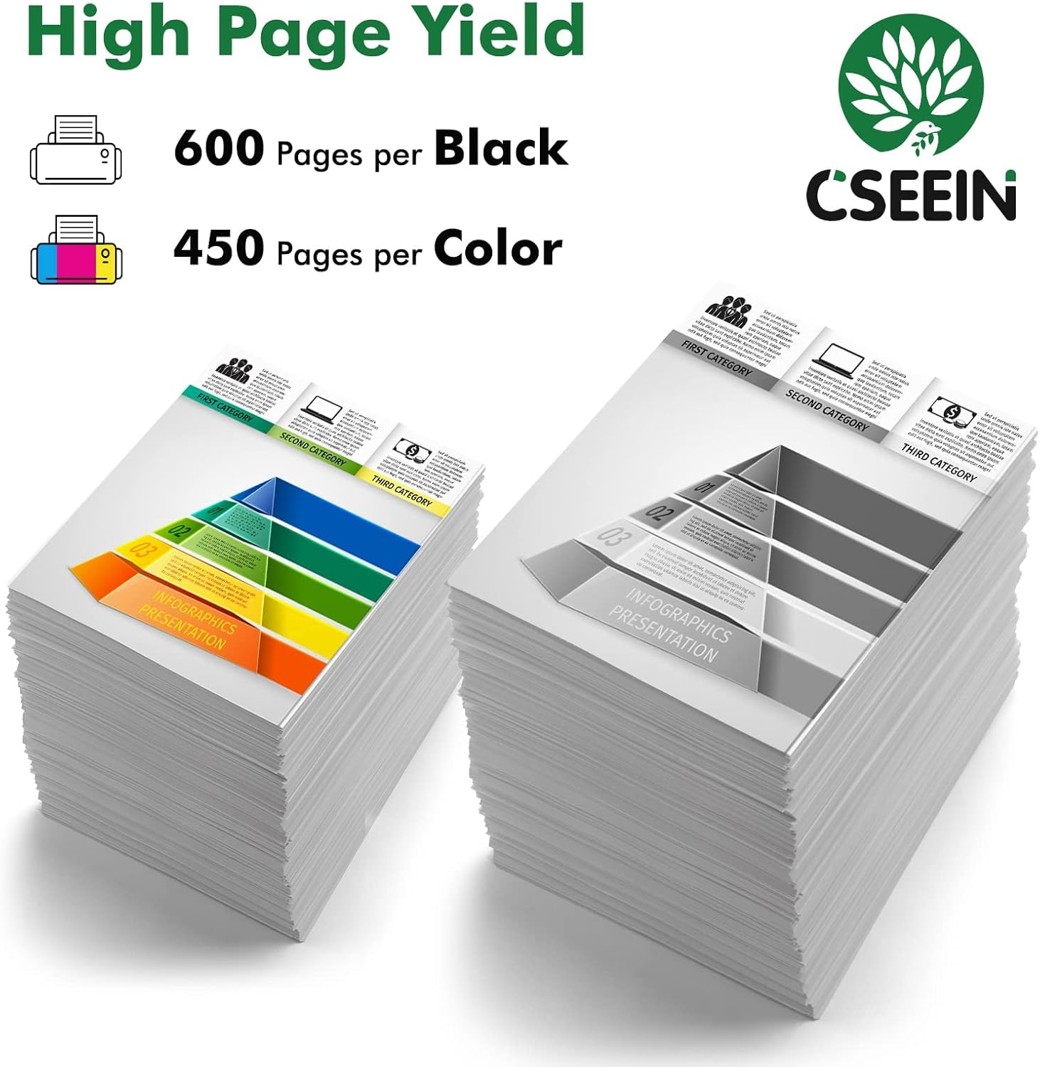 67XL Ink Cartridge Black/Color Combo Pack Replacement for HP Ink 67 67XL Printer Ink Works for HP DeskJet 2827e 4227e 2755e 2855e 2800 4155e 2755 2852e Envy 6055e 6000 6455 Printer(1 Black 1 Color)