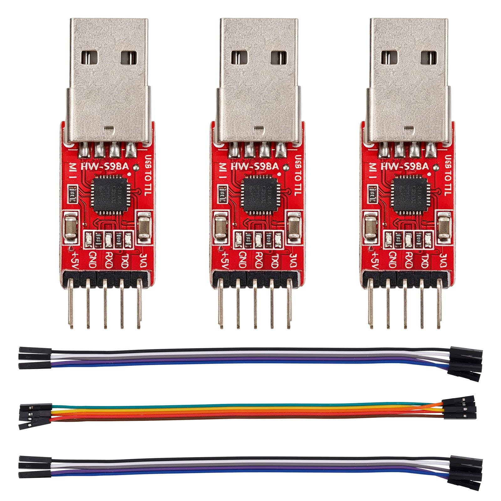 3pz Moduli Adattatori Seriali da USB a TTL, Convertitore USB 2.0 UART con Uscita 3.3V/5V STC Scheda di Download Compatibile con Cavi Jumper per Progetti Fai Da Te Arduino ESP8266 STM32