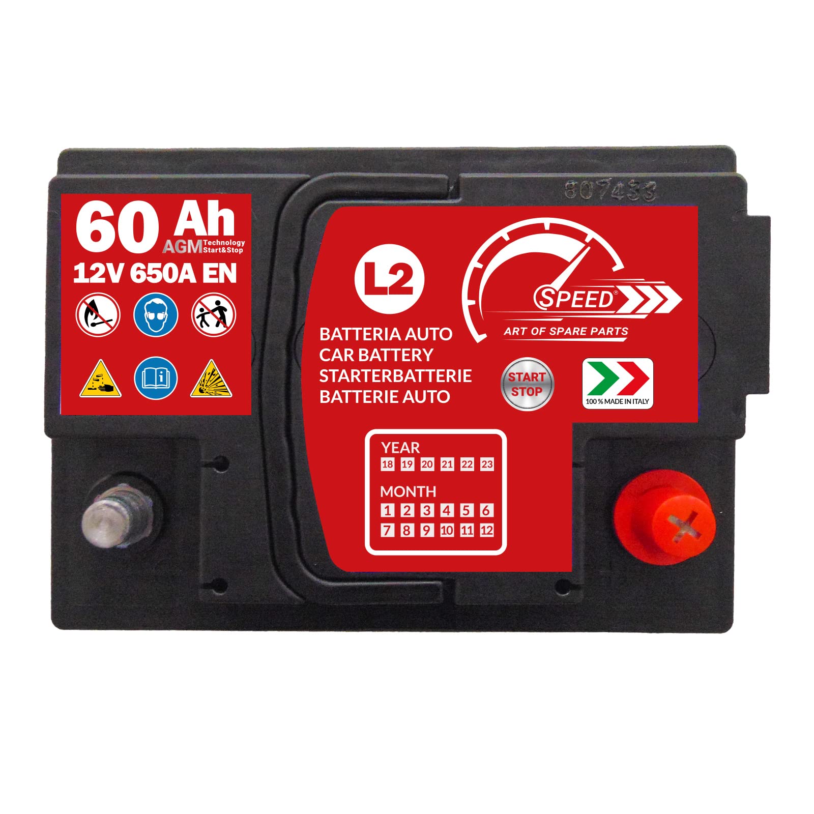 Batteria Auto Speed L2 60Ah AGM 650A 12v START&STOP