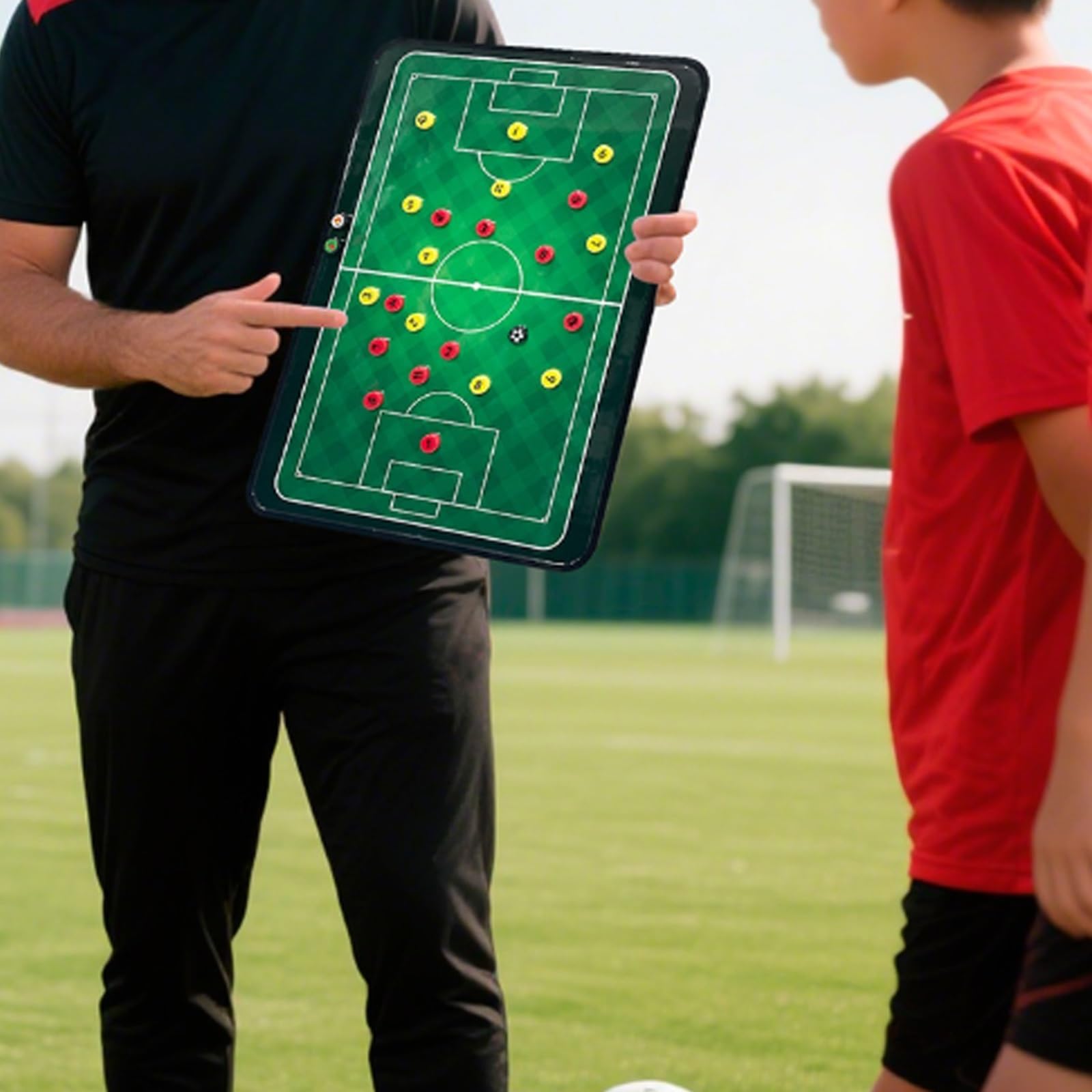 Lavagna per Allenatori di Calcio, Cartellina Allenatore con Penna, Pedine Magnetiche, Facile da Scrivere e Cancellare, Design a Doppia Faccia, con Borsa per Il Trasporto