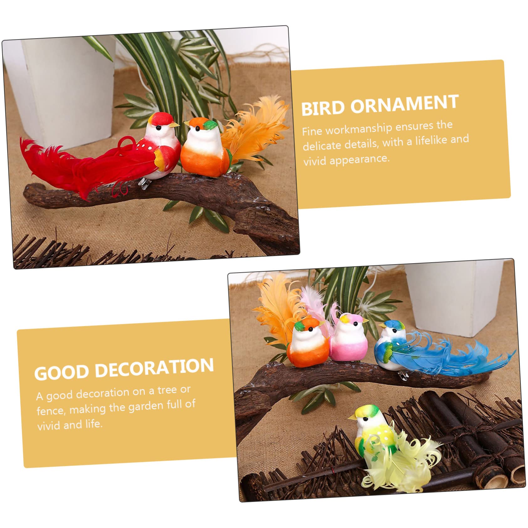 Co-four® 12x Oiseaux Décoratifs Artificiels - 5 Designs Colorés Avec