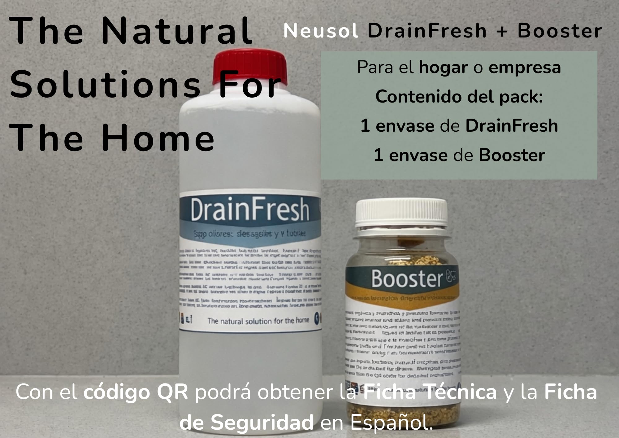 DrainFresh + Booster Pack Olores y Tratamiento Desagües | Acción inmediata + mantenimiento biológico Elimina olor Ayuda a degradar materia orgánica Solución completa para desagües