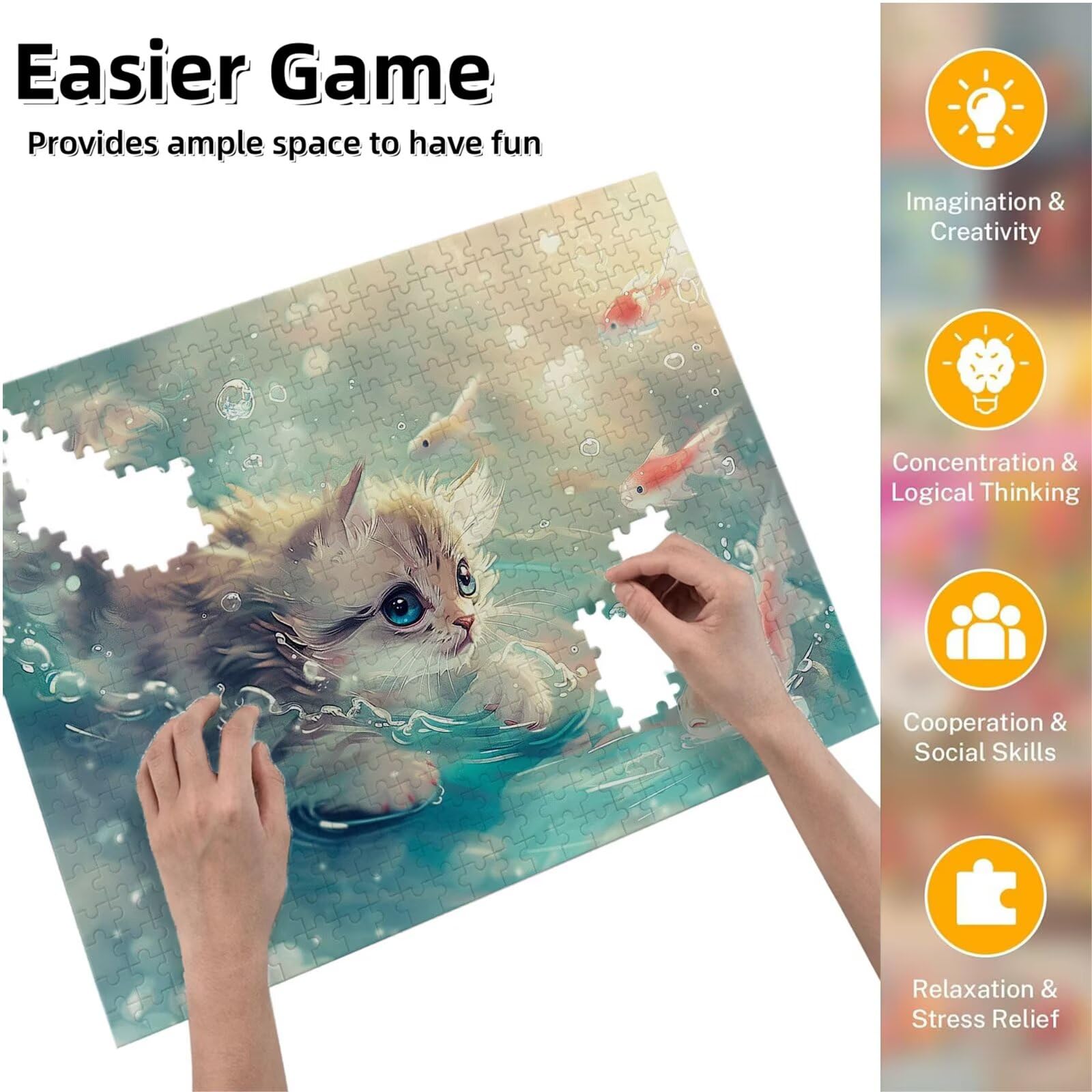 Jigsaw Puzzle, 6000 Pezzi Puzzle Classici, Pesce Puzzle Rilassamento Intelligence, Mpossibile Difficile Puzzles impegnativo per adulti Puzzles per Gioco Familiare, Regalo per Amore Amico Gatto K0F-888