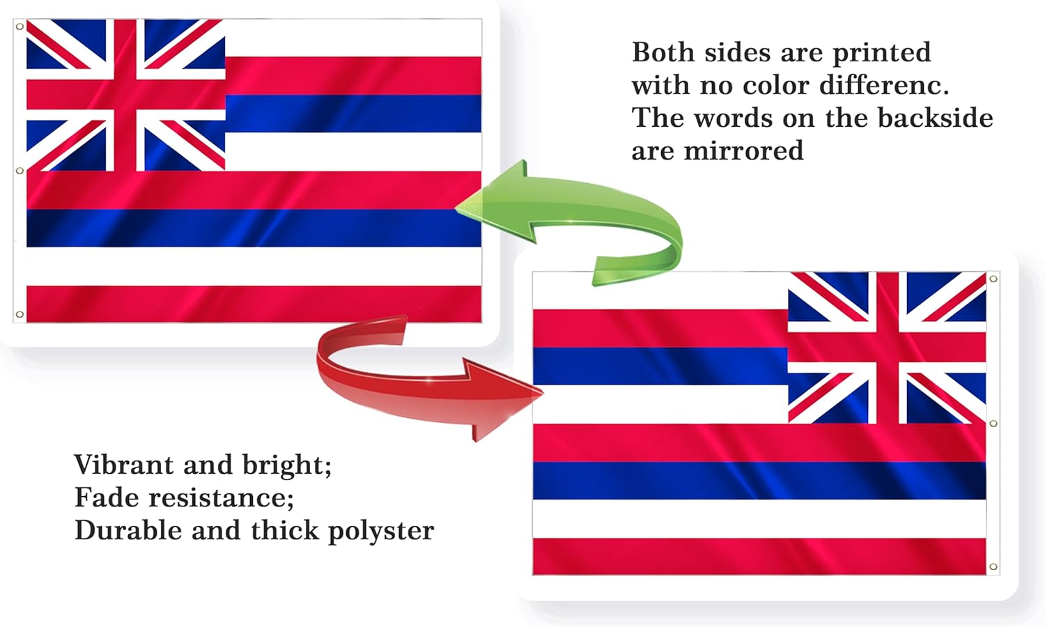 Hawaii State Extra Large Flag 6x10FT HI Giant Flag Polyester Vivid Color With 3 Brass Grommets For Hawaii Themed Festival Events Party Decoration Indoor Outdoor (HI, 6x10FT)