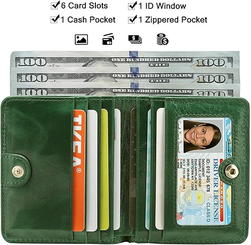 Miniatura 2 de Itslife - Cartera de cuero para mujer con bloqueo RFID, compacta, plegable, con ventana para identificación, Pequeña, Classic