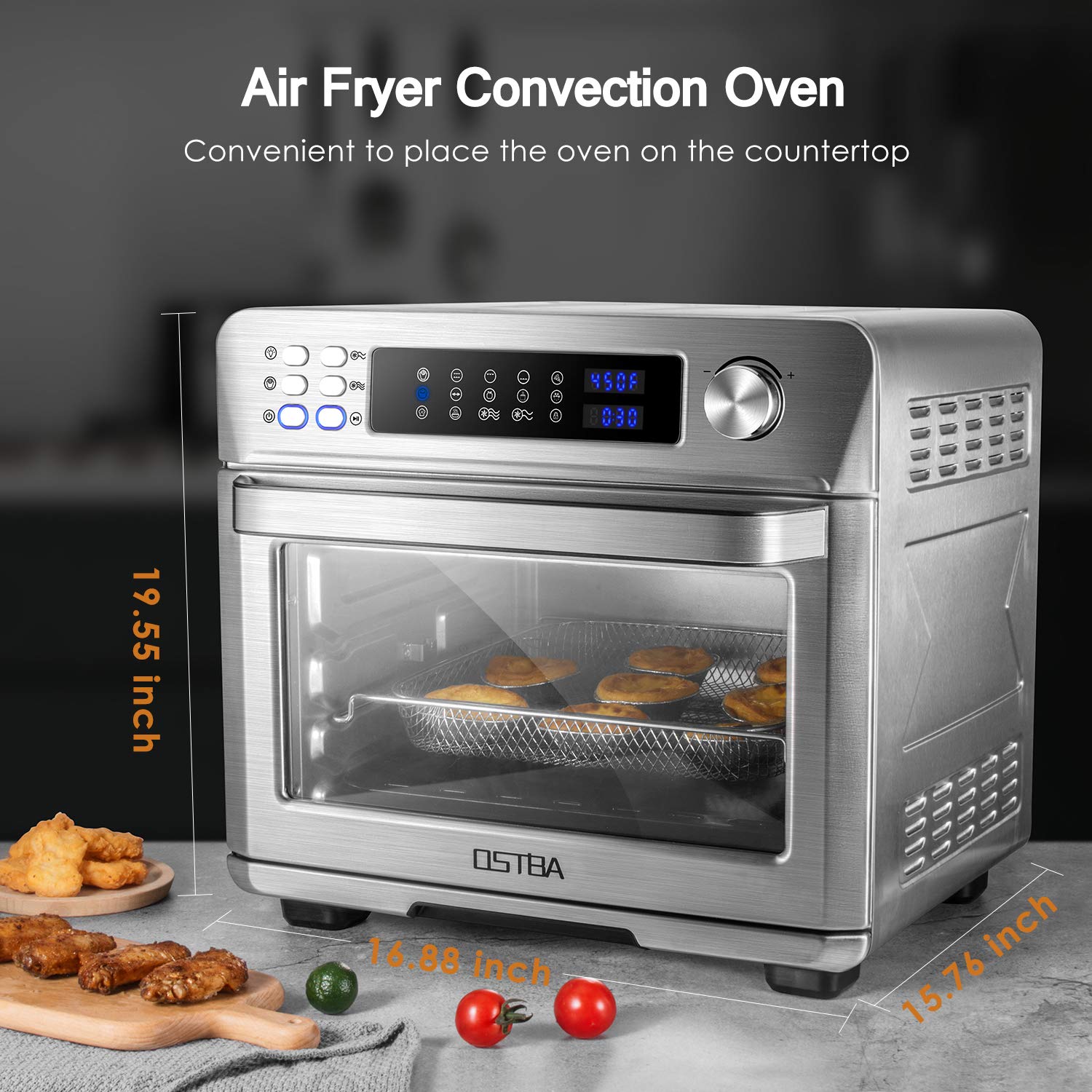 OSTBA Air Fryer Oven 26 Qt 10in1 Convection Toaster Oven, Air Fryer