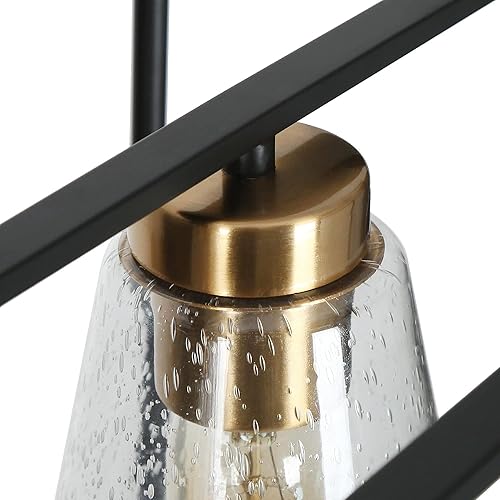 Miniatura 3 de Candelabro negro y dorado, 4 lámparas de araña para comedor, iluminación colgante lineal de isla de cocina de 33.5 pulgadas