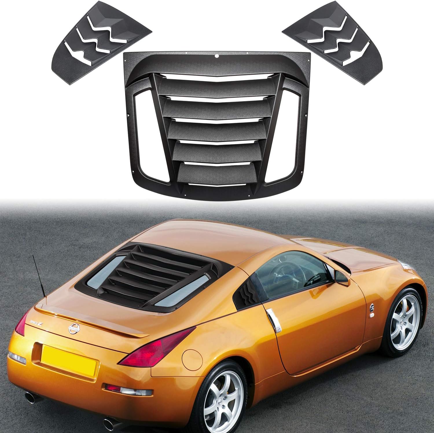 Rear and Side Window Louvers Fit for Nissan 350Z 2003-2008 ABS Window Visor Sun Shade Cover Vent (Matte Black)