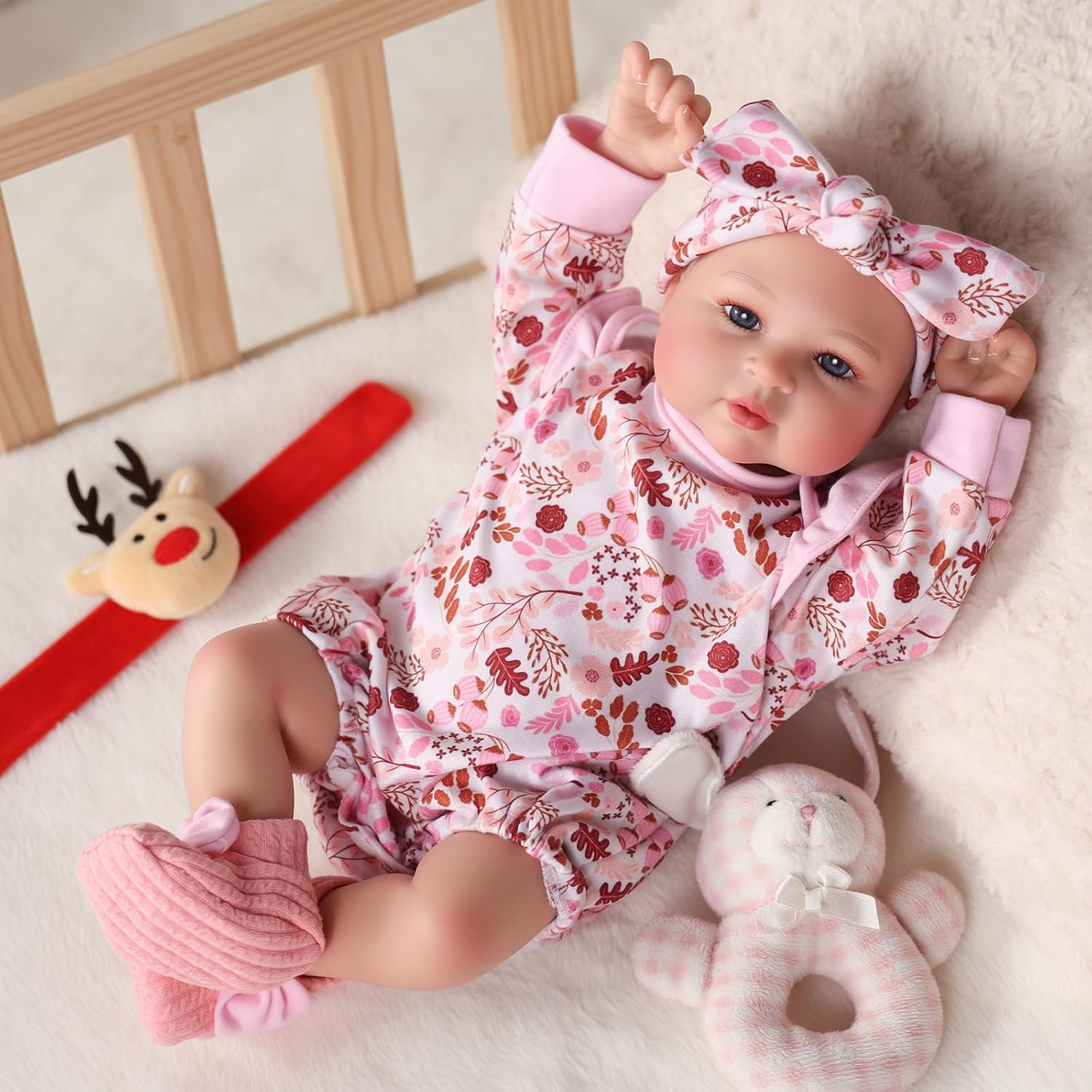 BABESIDE Reborn Baby Dolls Girl – 17 Inch Lifelike Handmade Silicone Baby Doll, Real Life Baby Doll with Accessories, Gift for Girls Age 3+ Pretend Play & Collection