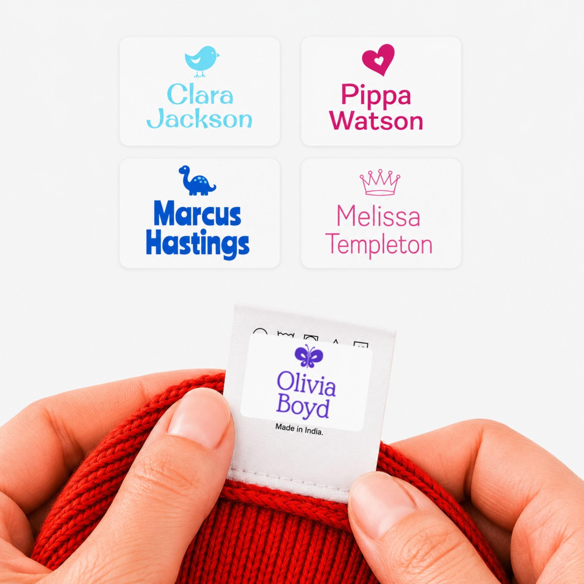 Personalised Stick On Name Labels for Clothes – Washable Clothing Labels for Kids, School Uniforms, Nursery & Care Homes (32)