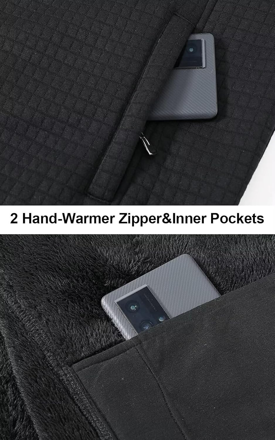 yuyangdpb Men's Zip Up Hoodie Heavyweight Fleece Sherpa Lined Sweatshirt Jackets Winter Warm Coats - Image 3