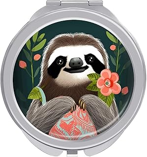 Makeup Mirrors,Cute Sloth Print Hand Mirror,S...