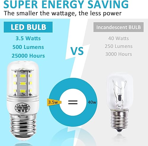 Miniatura 9 de MIFLUS Bombilla LED para refrigerador 5304511738 kei d34l Bombilla LED para refrigerador (3.5W 85V-265V Luz cálida) Bombilla de luz para