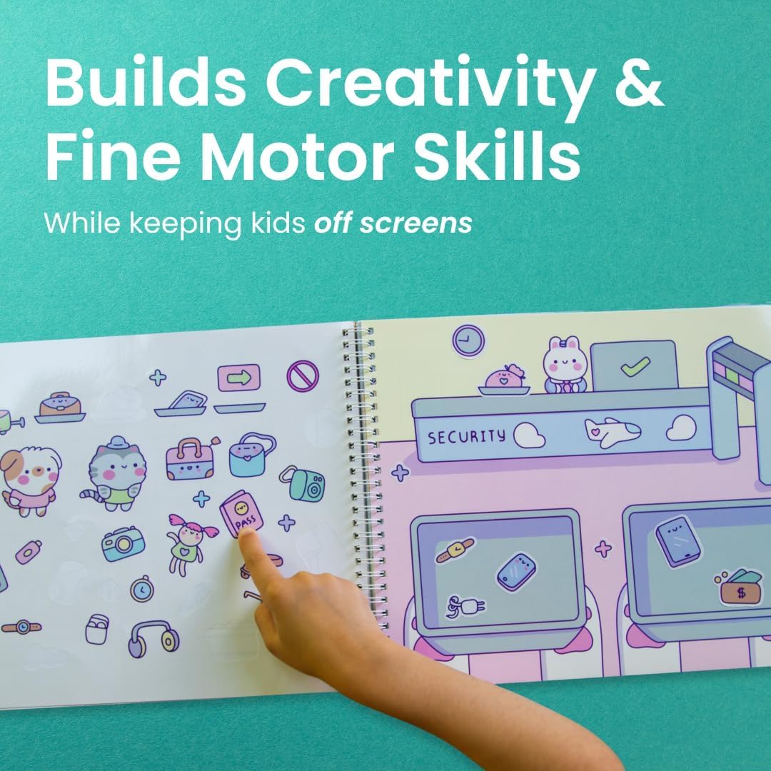 My First Trip 500+ Kids Sticker Book by Cupkin Fun Toddler Travel Activity Coloring and Sticker Book, 12 Coloring Pages 12 Side by Side Scenes for Children's of 2-8 Years, Valentines Gifts for Kids - Image 3