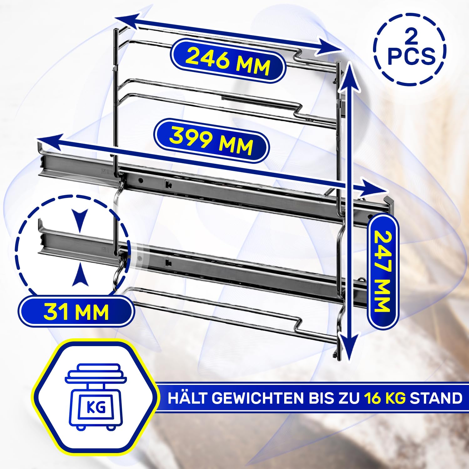 2 Stück Teleskopauszug Backofen 2 Ebenen mit dem Originalcode 17001568 HEZ538200 HZ538200 für Bosch für Siemens CZ11TE25X0 für Constructa JZ11TE25X0 für Junker - Garantie 10 Jahre - MONTERAL