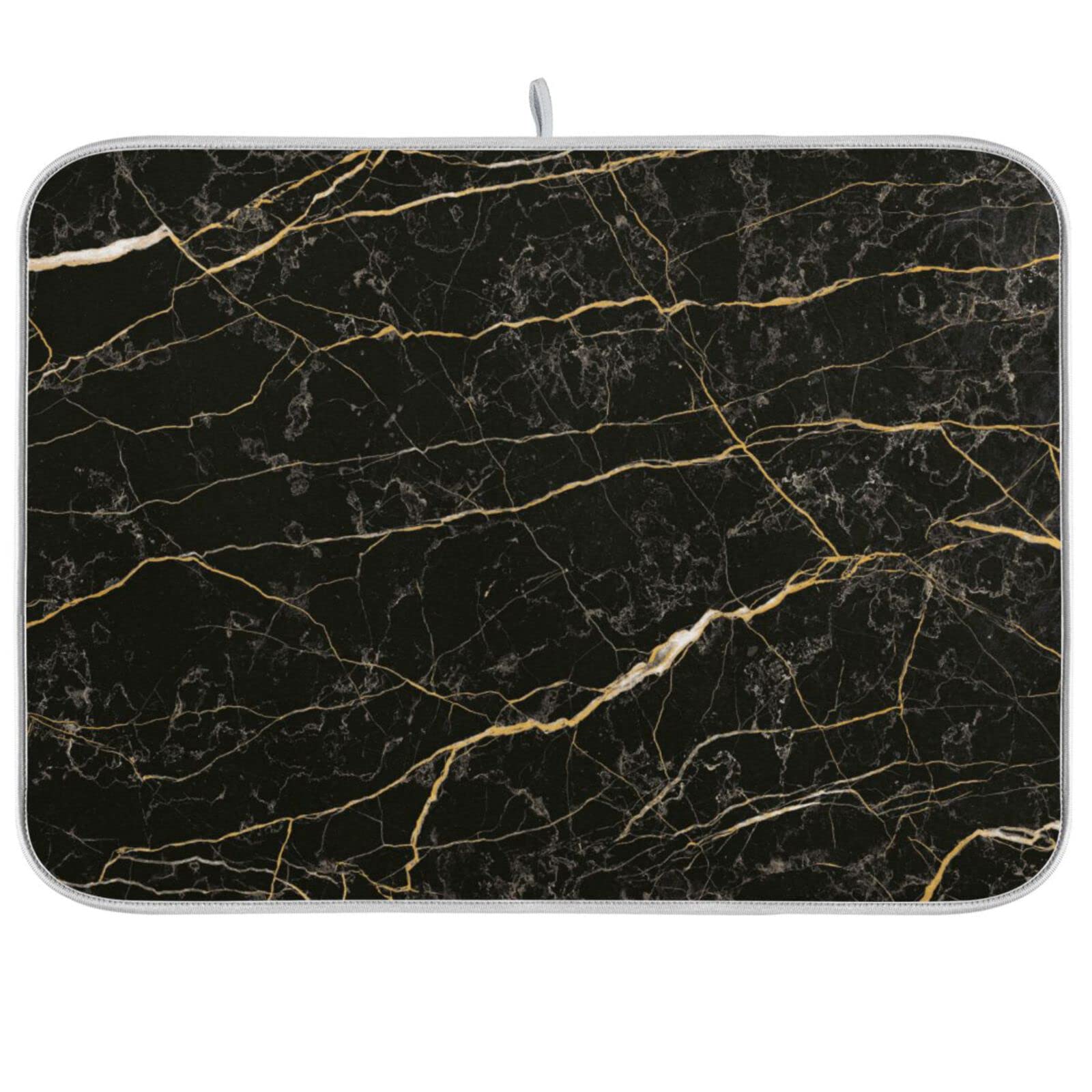 Dish Drainer Mat for Kitchen Counter Gold White Black Marble Dish Drying Mat 18 x 24 inch Dish Dry Mat Bottles Dish Dry Pad Protector for Kitchen Countertops