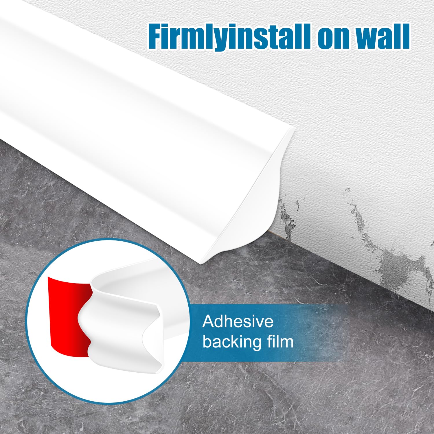YESSZ Self-Adhesive Flexible Wall Trim - Peel & Stick Rubber Molding For Corners, Floor Edges, 236 Inch Gray - View #3