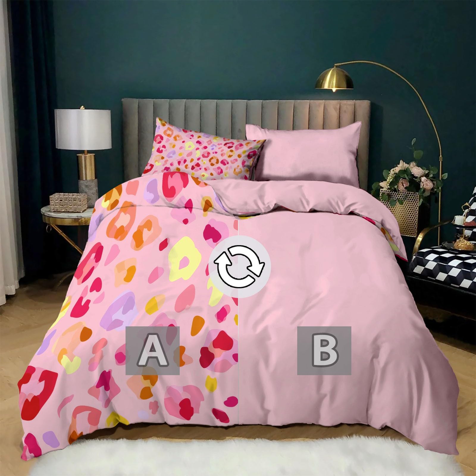 Set copripiumino super king size, stampa leopardata, in microfibra spazzolata, set di biancheria da letto matrimoniale, ultra morbido, ipoallergenico, non si stira, lussuoso, astratto, moderno, con