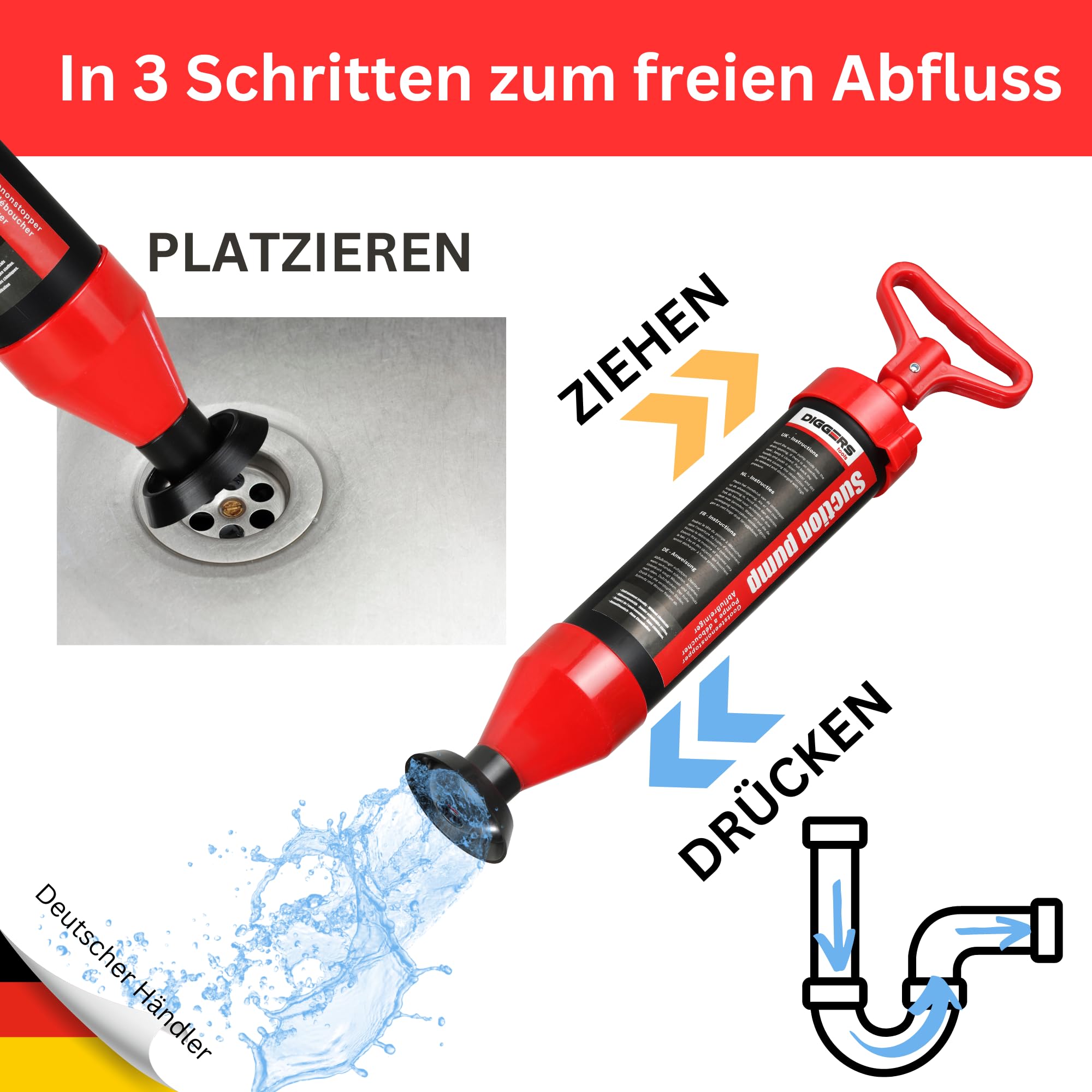 Pompa Per Sblocco Tubi Ad Alta Pressione - Per Water, Lavandini E Scarichi, Con Tecnologia Aria Compressa - Foto 9