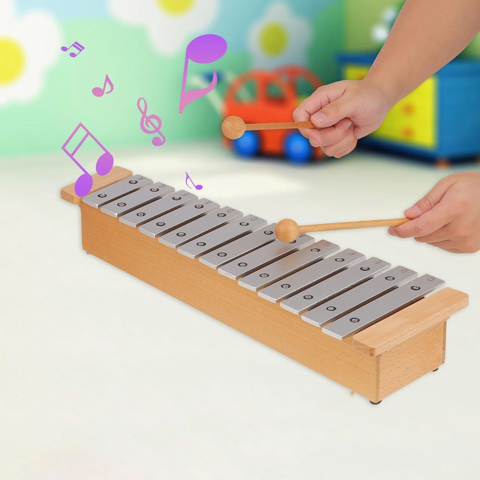 xilófono kit Xilófono De Piano Portátil De Aluminio Glockenspiel De 13 Notas Viene Con 2 Palos De Madera