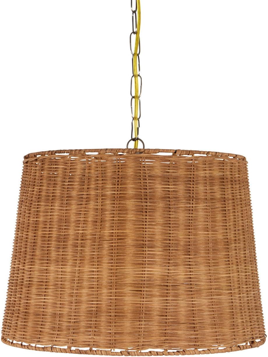 Upgradelights Wicker Rattan Swag Lamp Lighting Fixture Hanging Plug-in Light 14x16x11.75