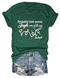 Teacher Christmas Shirt for Women Probably Just Gonna Jingle Some of The Way I'm Tired Graphic Short Sleeve T-Shirt