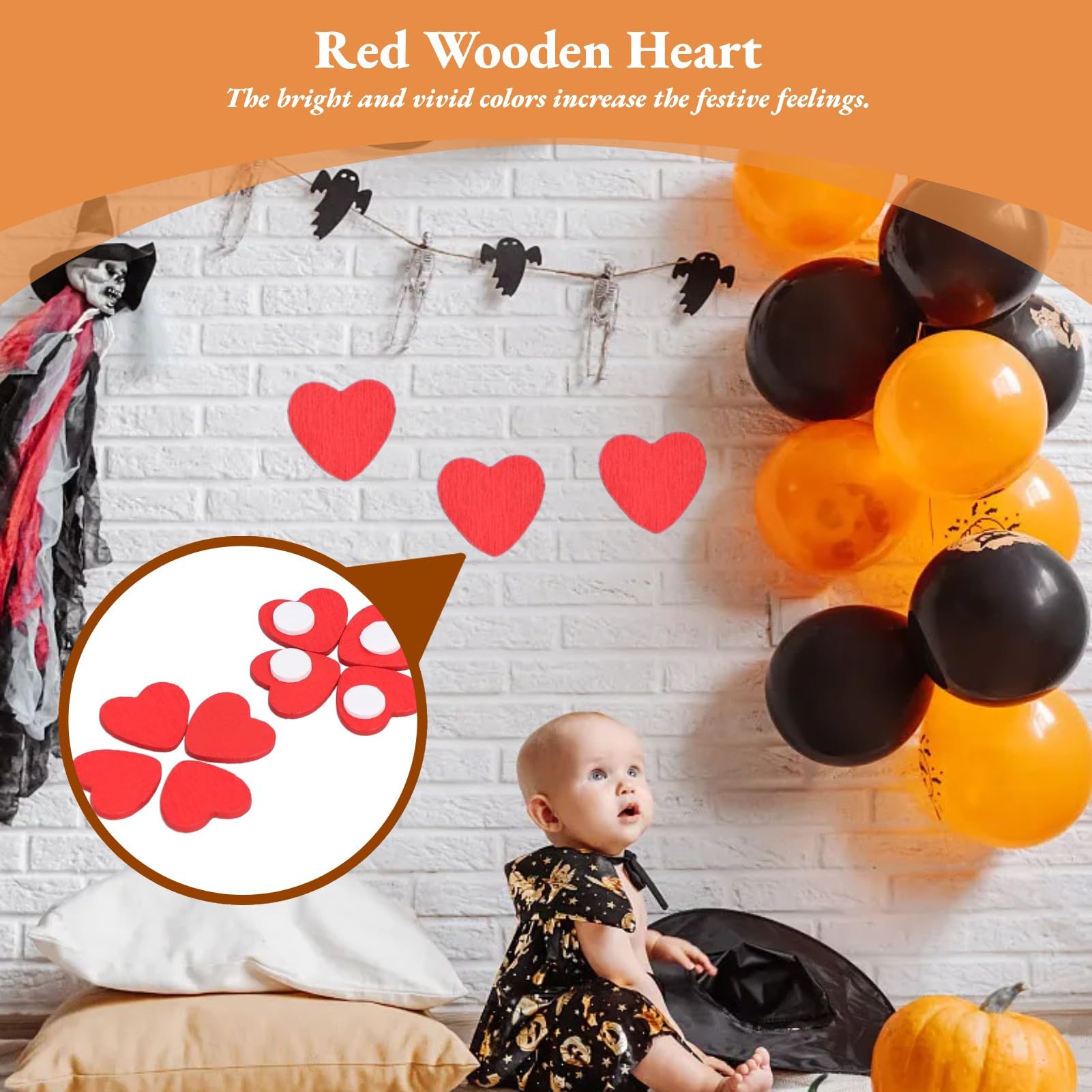100 Adesivi A Forma Di Cuore In Legno Rosso, Con Spugna, Per Scrapbooking, Decorazioni Fai Da Te, Albero Di Natale E Feste - 2