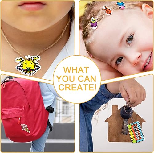 Miniatura 7 de Rawskro El kit de hojas de plástico retráctil de 155 piezas incluye 30 piezas de papel de arte retráctil con 125 accesorios para llaveros, crea tus