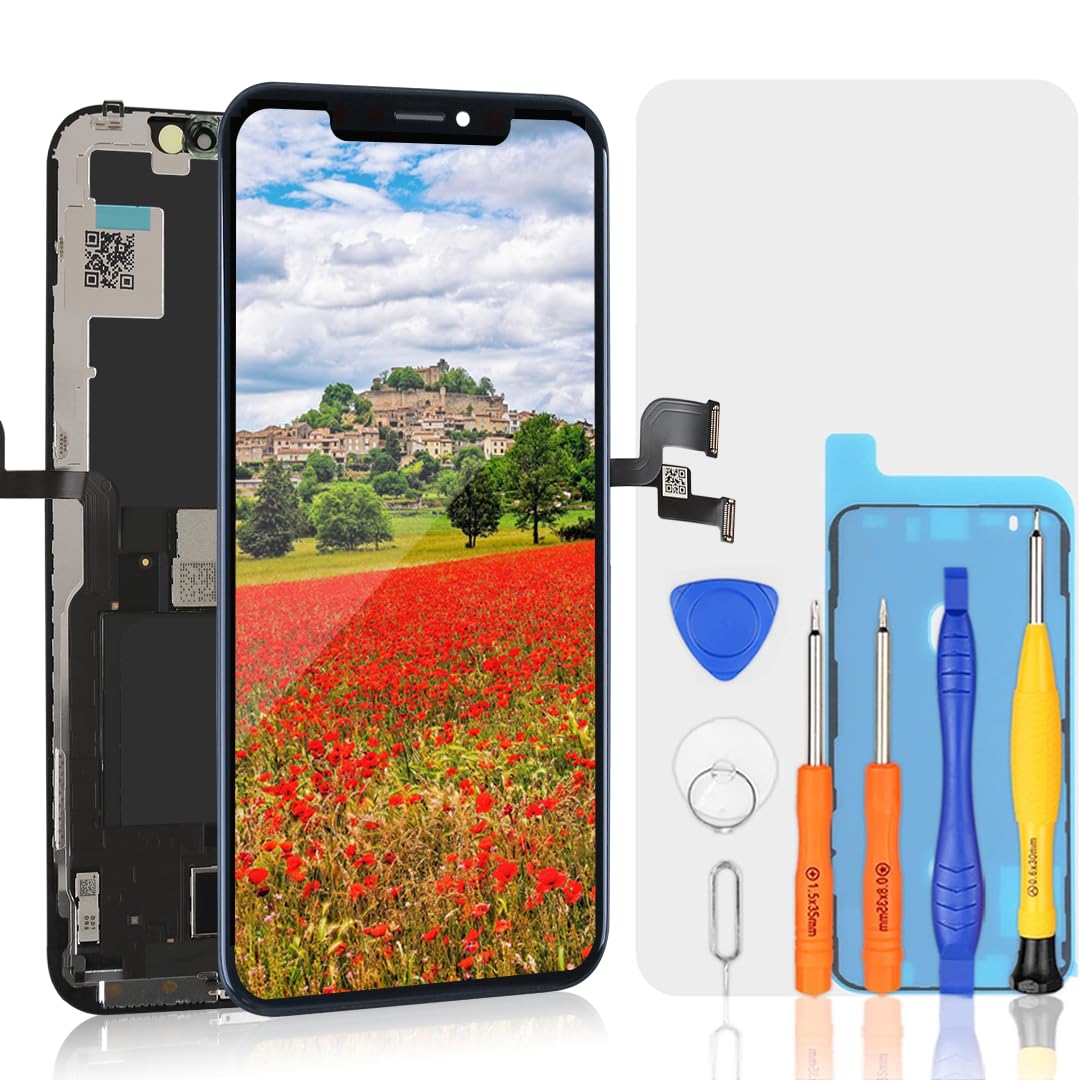 bokman Display per iPhone XS, Display FHD da 5,4 Pollici LCD e Ricambio per Touch Screen (Face ID, True Tone programmabile)