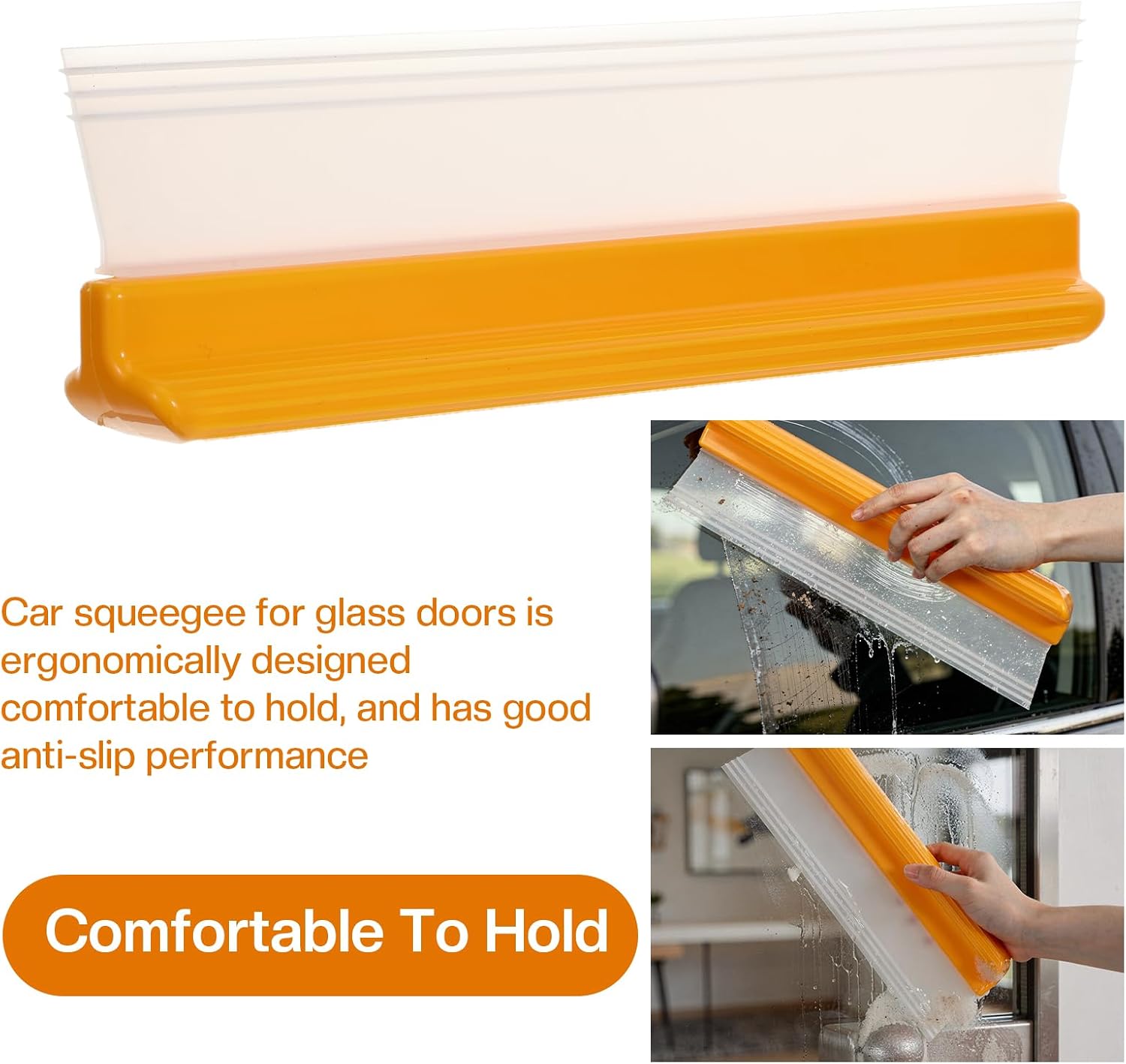 Car Squeegee, 6 Pack 12 inch Flexible Car Water Scraper Tool Silicone Window Squeegee for Cars Or Home Use, Washing & Wiping Glass, Mirror & Shower Doors, Yellow