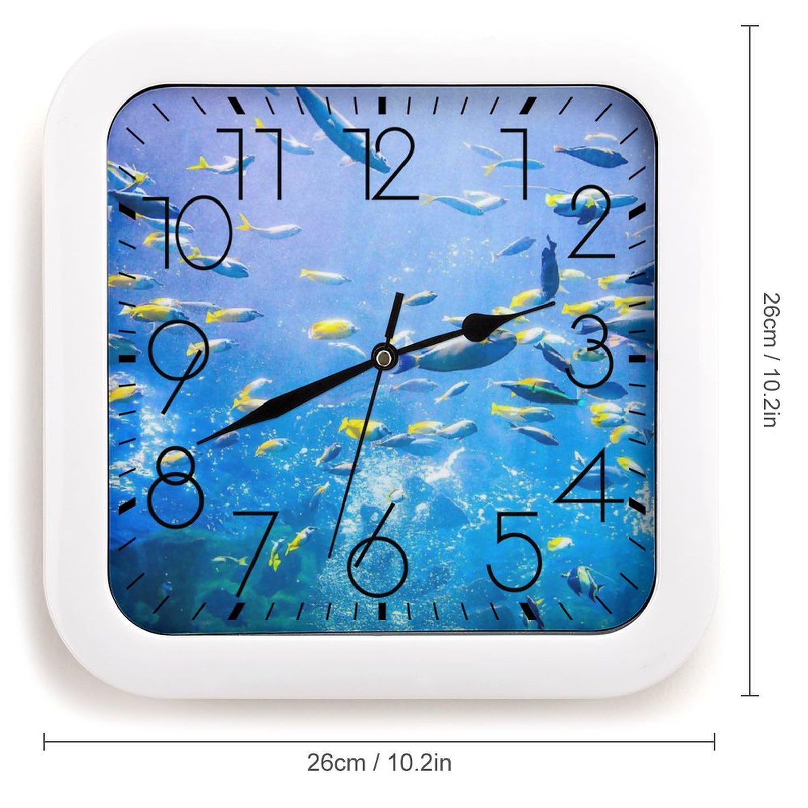 Amazon.co.jp: 掛け時計 深海 青い海 魚柄 かわいい スクエア