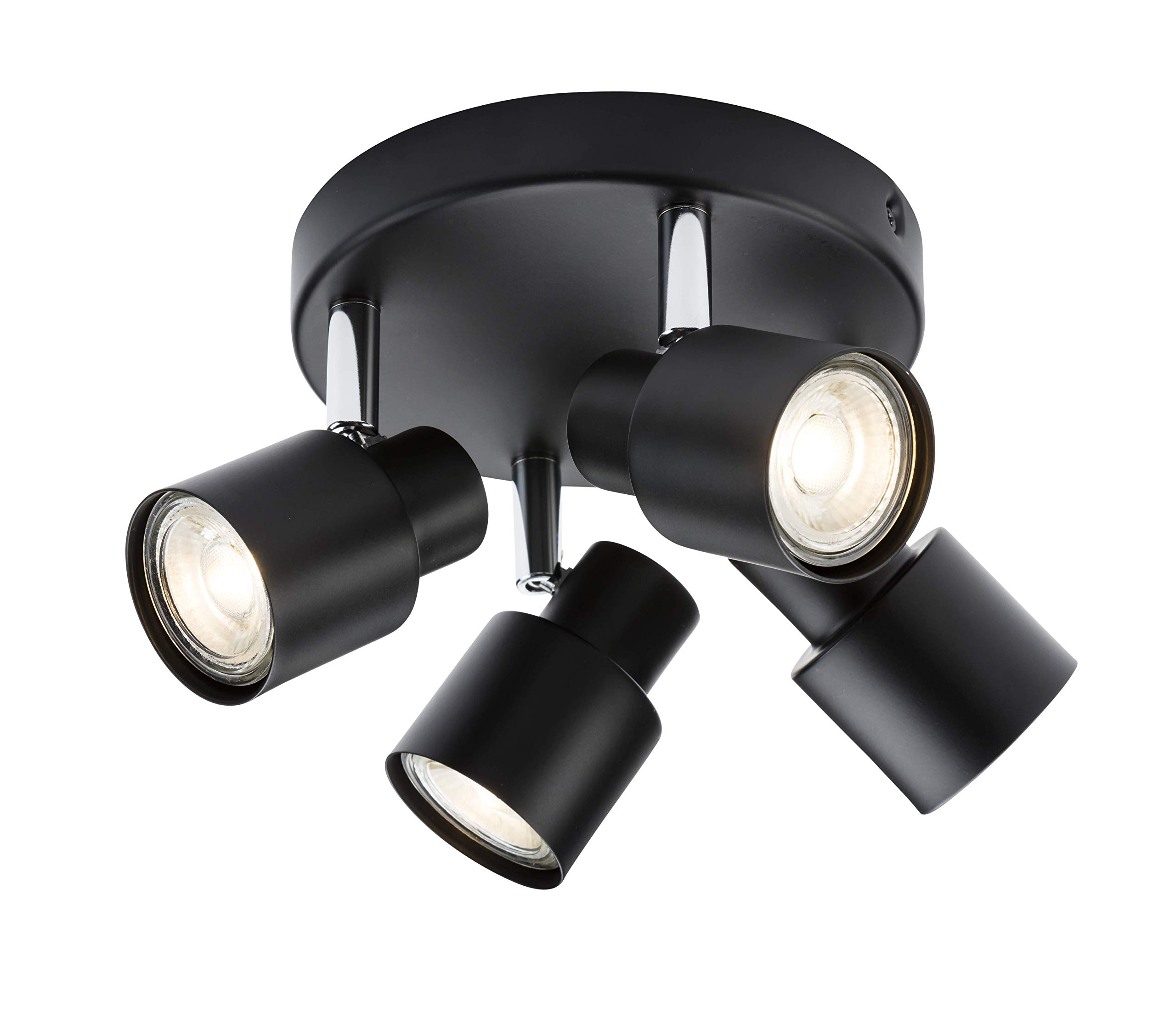 Knightsbridge CSP3MB 230V GU10 Quad 4 Spotlight Ceiling Light - Matt Black