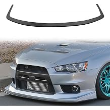 Front Bumper Lip Compatible with 2008-2015 Mitsubishi Lancer EVO 10, Black IKON Style Polyurethane Front Lower Chin Spoiler Protector, 1 PC