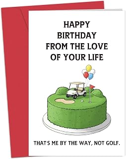 Golf birthday card with a playful message from a partner