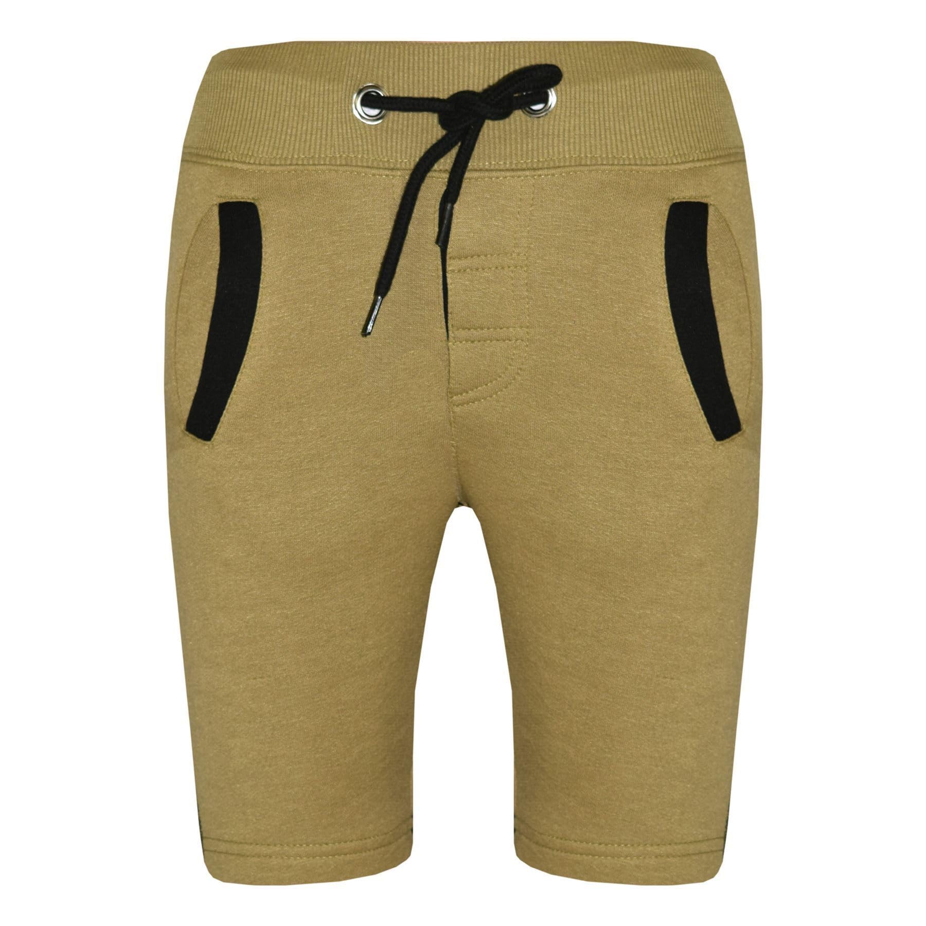 A2Z 4 KidsActivewear Contrast Fleece Shorts Comfort Stretch Chino Pant Trendy Summer Lightweight Breathable Pull On Casual Pants for Girls Boys Sports Shorts PE School Age 2-13 Years