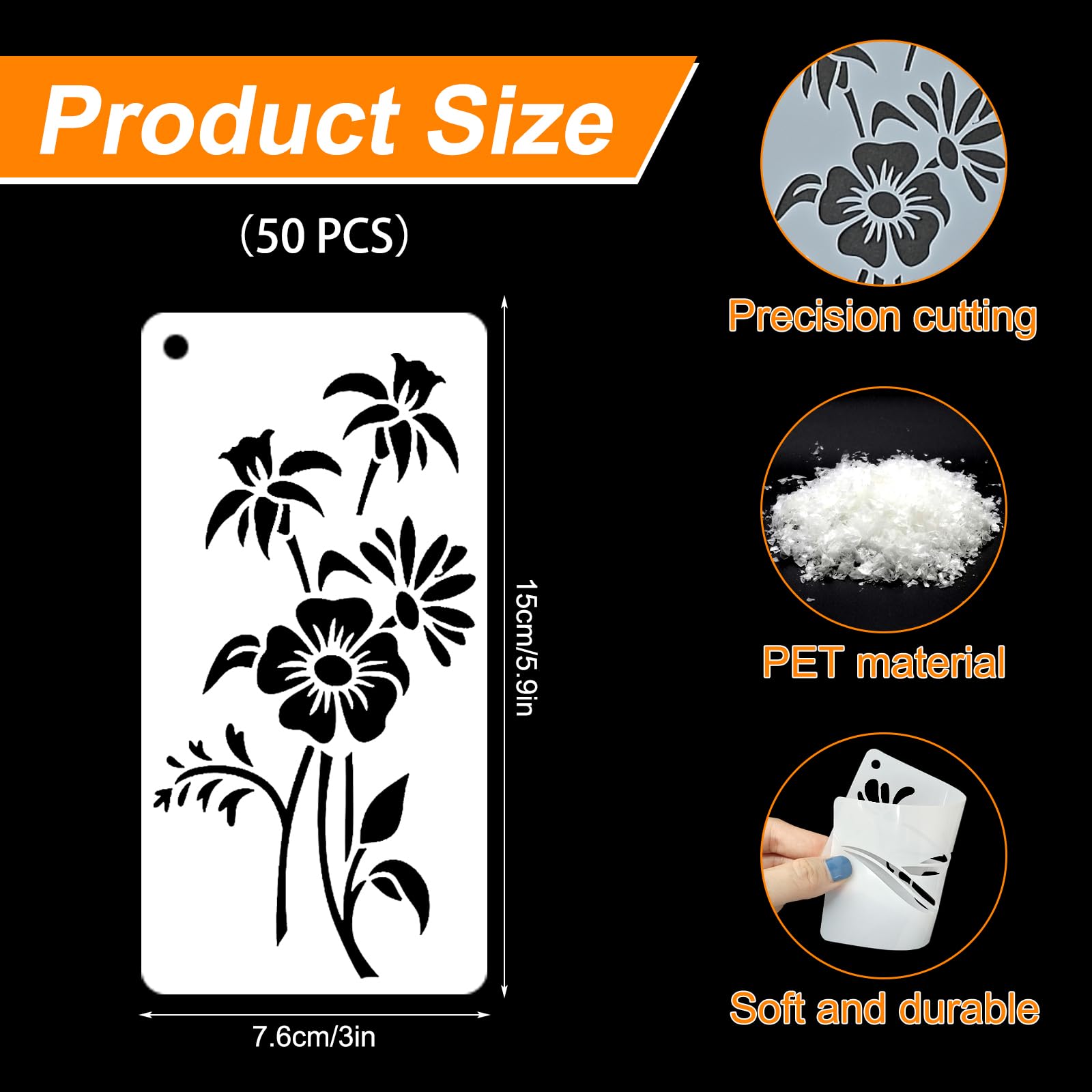 OOTSR 50Pcs Plants Painting Stencils - Image 2