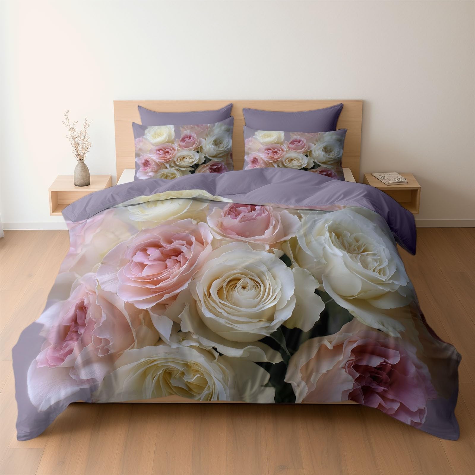 Housse de couette réversible violette 140 x 200 cm pour une chambre douce et élégante