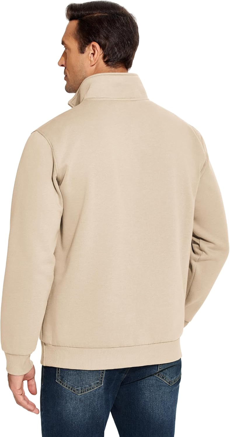 PINSPARK Men's Quarter Zip Pullover Sweatshirts Mock Neck Casual Long Sleeve Fall Winter Warm Fleece Cotton Sweatshirt - Image 2