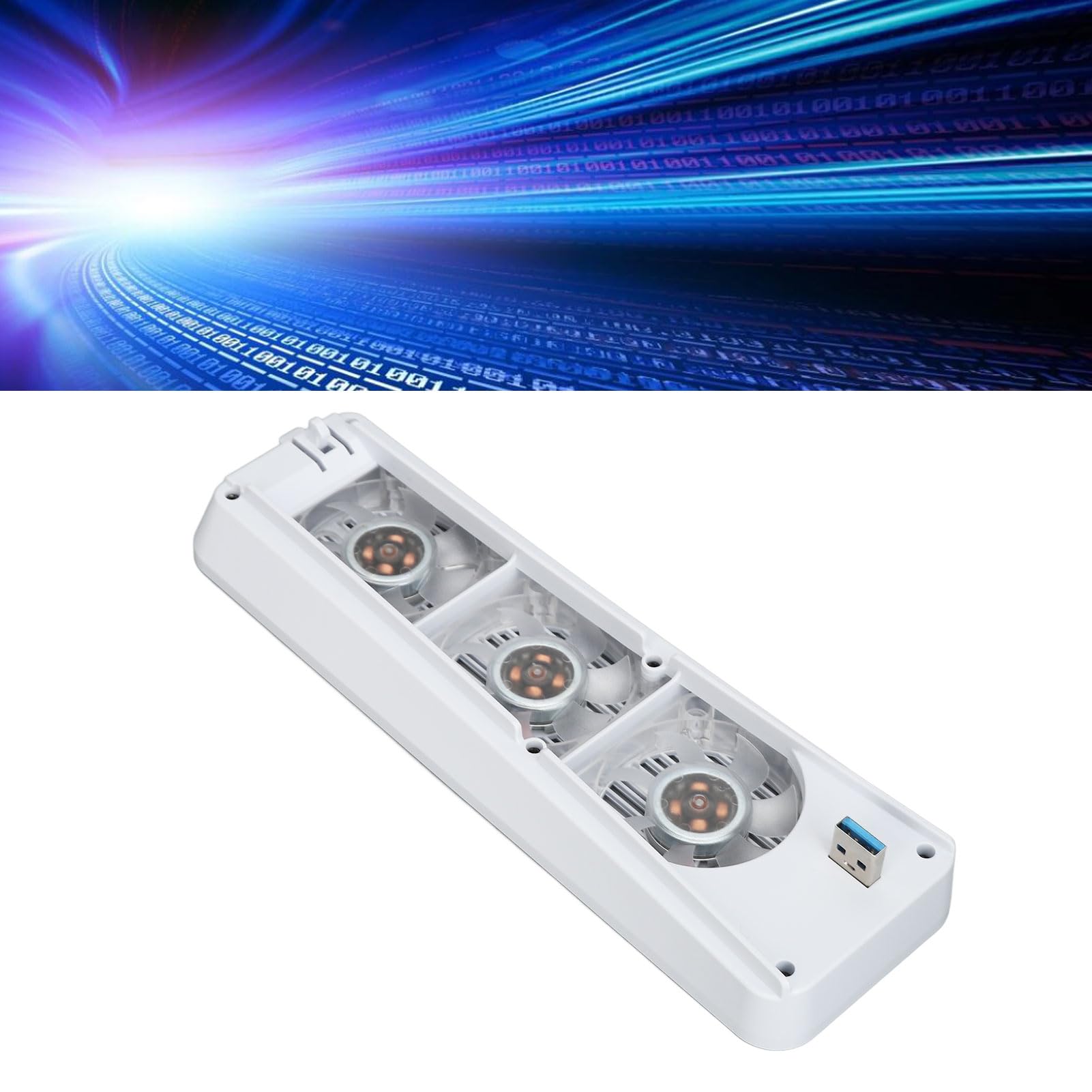 Ventola di Raffreddamento Console per PS5, Ventola Silenziosa per PS5 Aggiornata con 3 Ventole e HUB USB Extra, Effetto Lampada Blu, per Console di Gioco PS5 (WHITE)