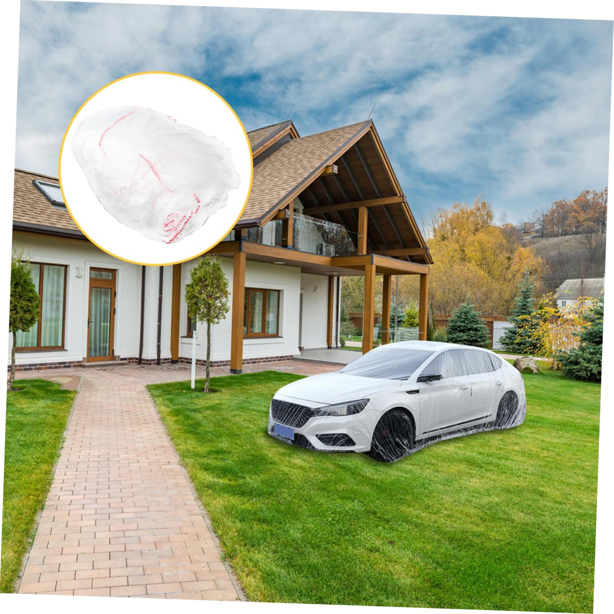 SEWOART All-Weather Car Protective Cover Disposable Pe Body Cover for Uv Rain Resistant for Outdoor Indoor Use Easy — view 5